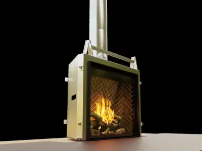 Luxury gas fireplace 3D model