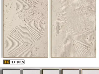 Plaster Two Photo Frame 453 Low-poly 3D model