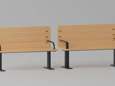 Cartoon Wooden Bench Park 1 Low-poly 3D model