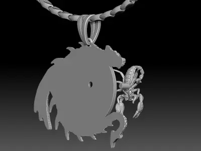 Scorpion dragon pendant jewelry Gold silver necklace 3D print model