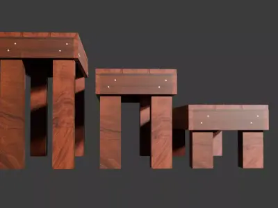 Set of 3 Plant Stand Benches Free 3D model