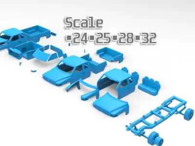 Dodge 1500 2nd gen Truck Extended Quad Cab Printable Body 3D print model