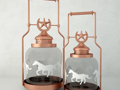 Horse Shoe Lantern Candleholder Set 3D model