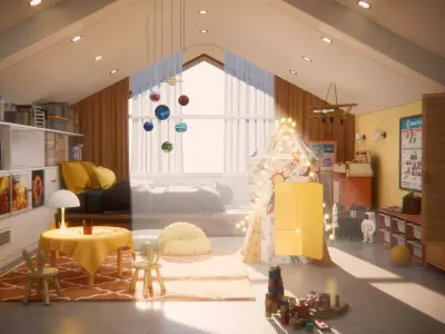 Living room loft 3D model