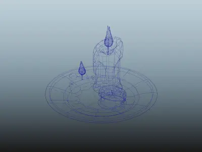 Candle two candles on gold plate Low-poly 3D model