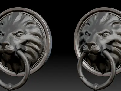 Lion Head Door Knocker 3D model