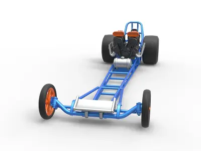 Front engine dragster with double supercharged V8 Scale 1 to 25 3D print model
