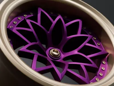 Sport car rim - purple 3D model