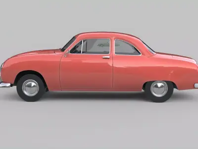 Generic Vintage European-Style Coupe Low-poly 3D model