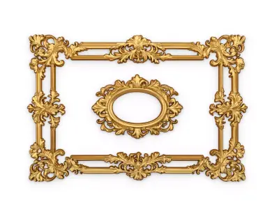 Plaster decorative frame ornament 16 3D model