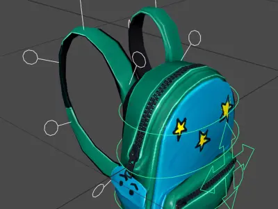 Backpack school cartoon rigged 3D model