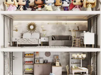 Dollhouse with Princesses 2 3D model