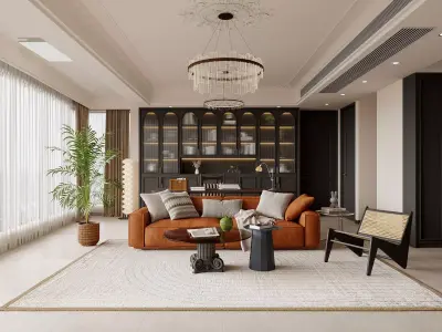Luxury living room dining room interior scenes 24 3D model
