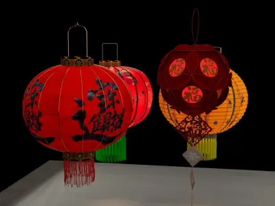 Chinese red lantern 3D model 91