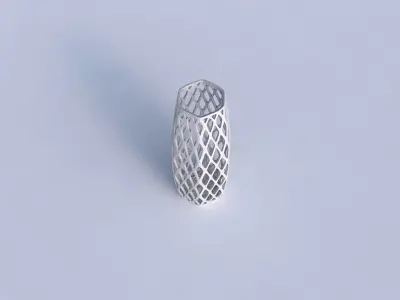 Vase hexagon with diagonal grid lattice 3D print model