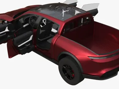 Taycan Pick-Up Truck Concept red 3D model