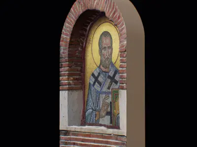 Mosaic Orthodox Icon Grandfather Priest Monk Cultural Art Low-poly 3D model