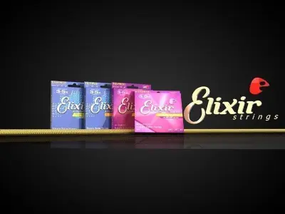 Elixer Guitar Strings Free 3D model
