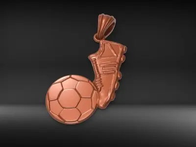 Soccer Shoe and Ball Pendant Necklace Jewelry 3D print model