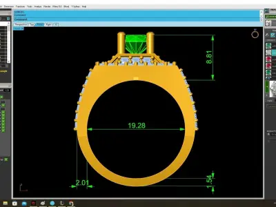 Luxury Square Ruby and Diamond Statement Ring for Men 3995 3D print model
