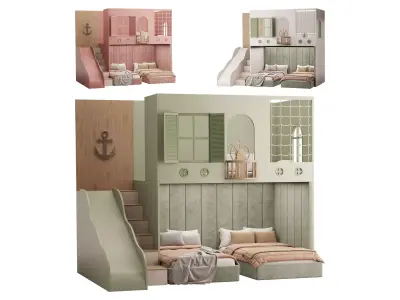 Bunk bed for children 4 3D model