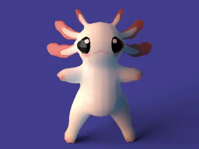 Chubby Cute Axolotl Stylized Game Ready Low-poly 3D model