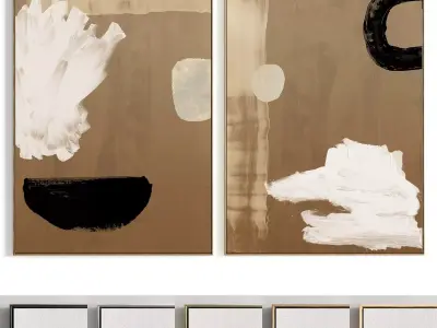 Plaster Two Photo Frame 387 Low-poly 3D model