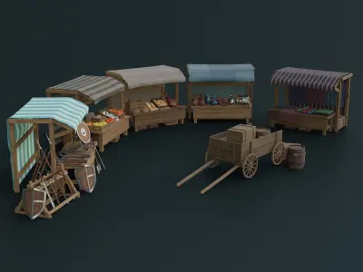Medieval Market Pack Low-poly 3D model