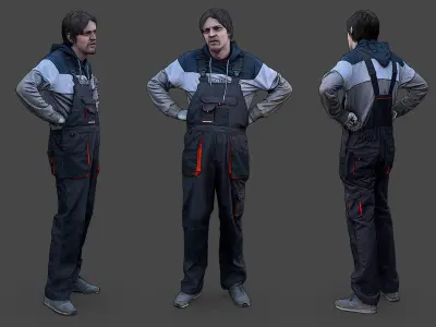 Stylized Car Mechanic Character 3D model