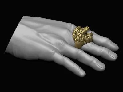 Furious Lion Head Ring 3D print model