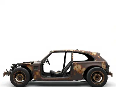 Rusty BurntOut Car Wasteland Vehicle model pack Low-poly 3D model
