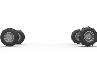 Wheel Set of water pumper Sand buggy Version 2 Scale 1 to 25 3D print model