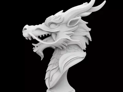 Eastern Dragon Head Bust 3D Printable Model 3D print model