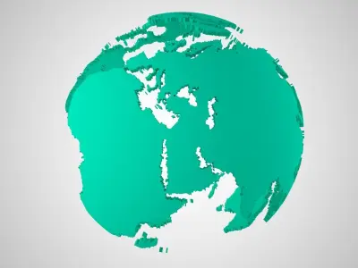 Globe Shell Teal 3D model