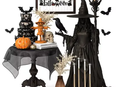 Decoration set for Halloween 03 3D model