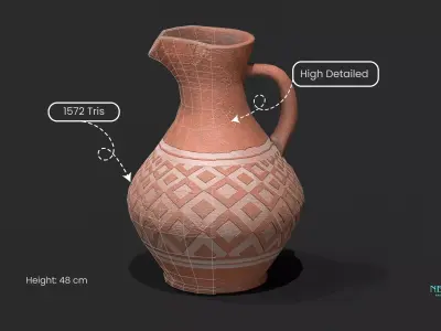 Realistic Game Ready Clay Pottery Set - Ancient Clay Pots Low-poly 3D model