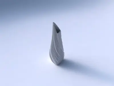 Vase puffy tipped triangle with twisted extruded lines 3D print model