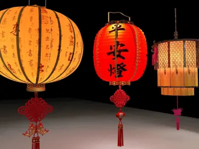 Chinese red lantern 3D model