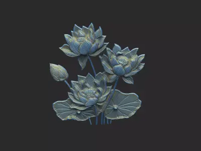 Lotus Asian Indian religion detail soft vintage  3D print model