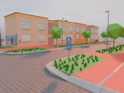 Lowpoly City free urban asset  Free low-poly 3D model