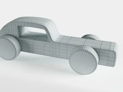 Wooden Toy Car Low-poly 3D model