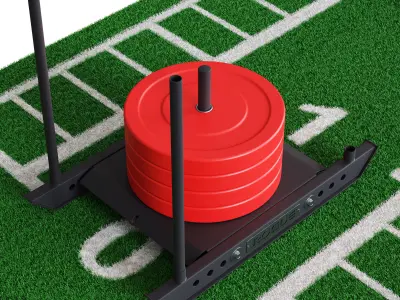 Gym Sports Flooring - Grass Track and Sled 3D model