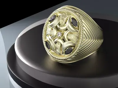 Golden men ring 3D print model