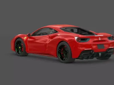 2016 Ferrari 488 GTB 3D Model Italian Supercar Turbo V8 Low-poly 3D model