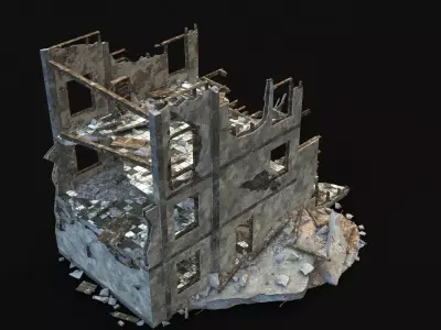 DESTROYED BUILDING 03 Low-poly 3D model