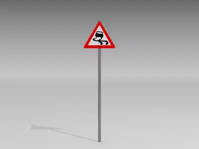 Slippery road sign 3D model