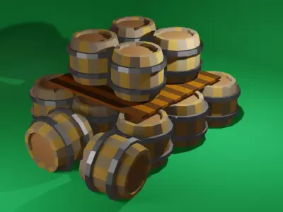 Cartoon Low Poly Barrel Low-poly 3D model