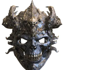 Demonic Skull Mask  Low-poly 3D model