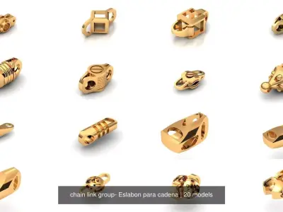 chain link group- Eslabon para cadena 3D Model Pack