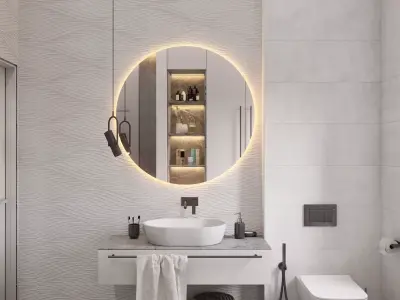 Grey bathroom interior scene 3D model